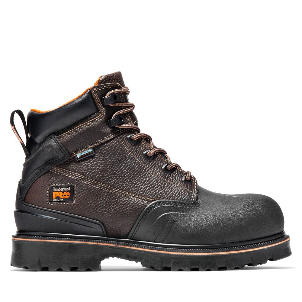 Timberland Μποτακια Εργασίας Ανδρικα Καφε/Μαυρα - Pro® Rigmaster 6" Steel Toe - Greece 6320487-OG